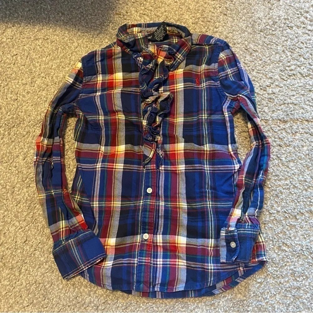 Ralph Lauren Top Shirt Bundle 6 6X Plaid Ruffle Tan Floral Button Down